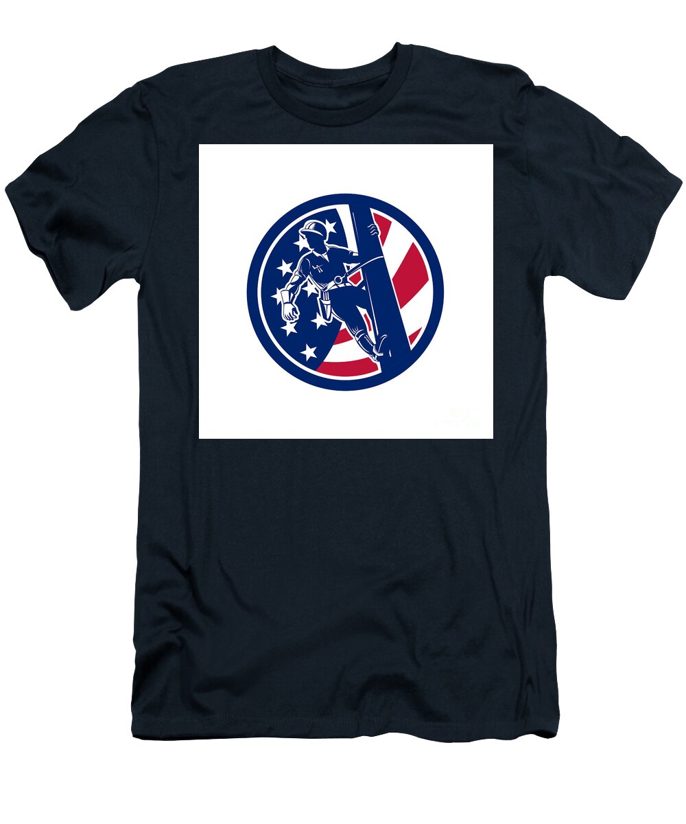 American Lineworker USA Flag Icon Aloysius Patrimonio T-Shirt