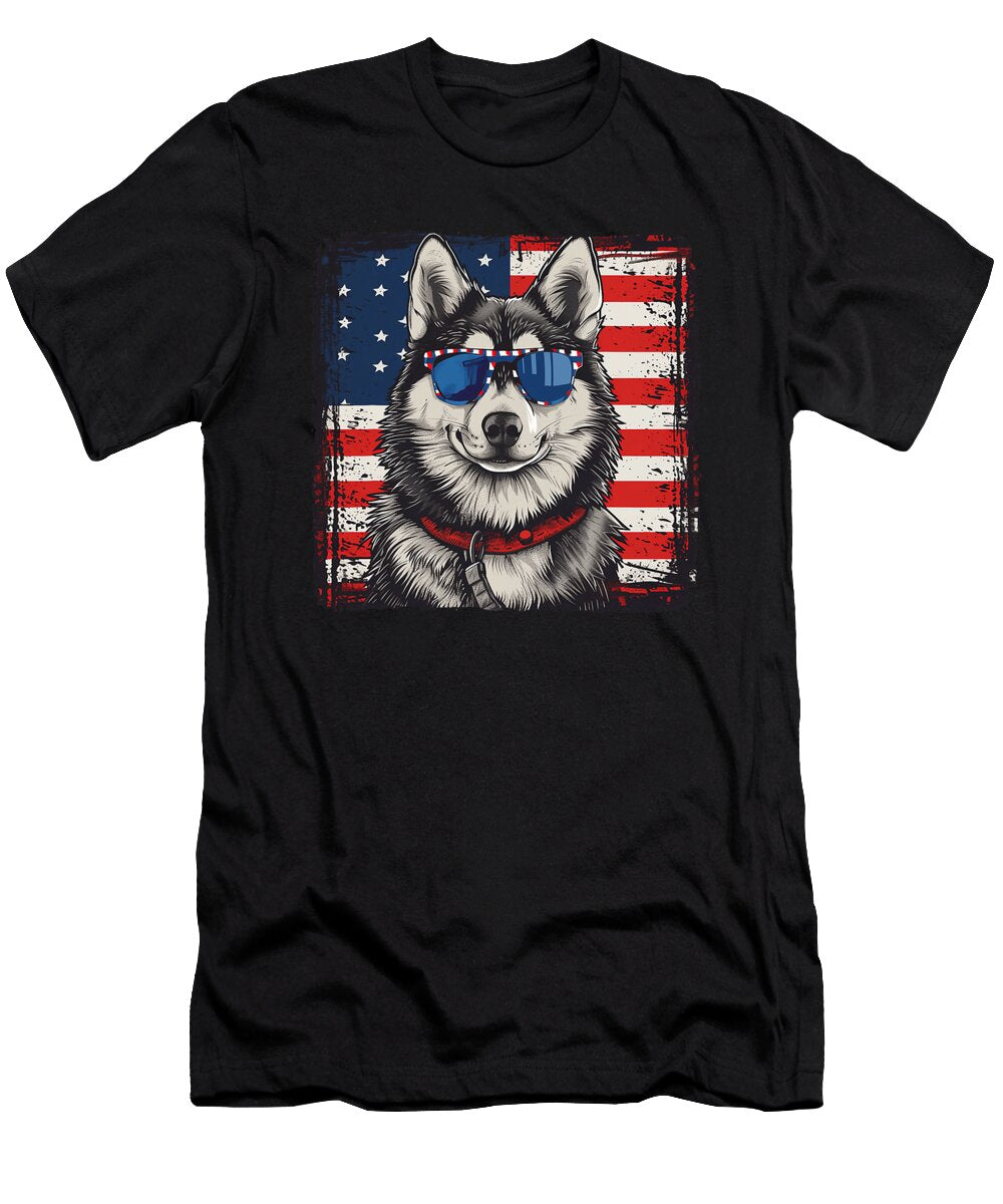American Patriot Siberian Husky Dog Independence Sophie Eleanor T-Shirt
