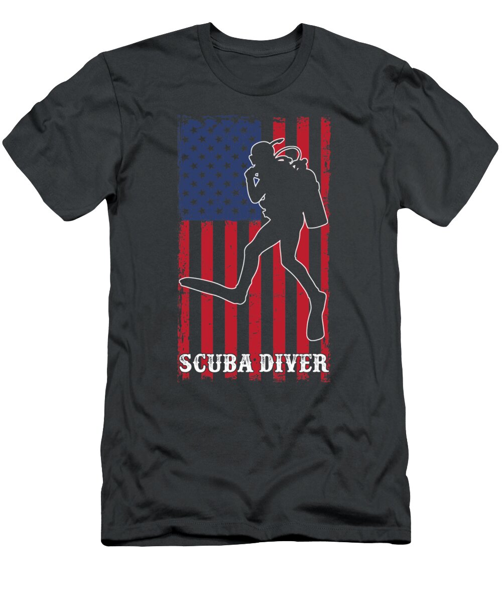 American Scuba Diving Patriot USA Flag Scuba Diver Jean Harlean T-Shirt