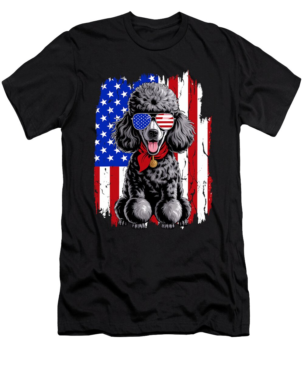 American Stripes Poodle Dog 4th of July Sophie Eleanor T-Shirt