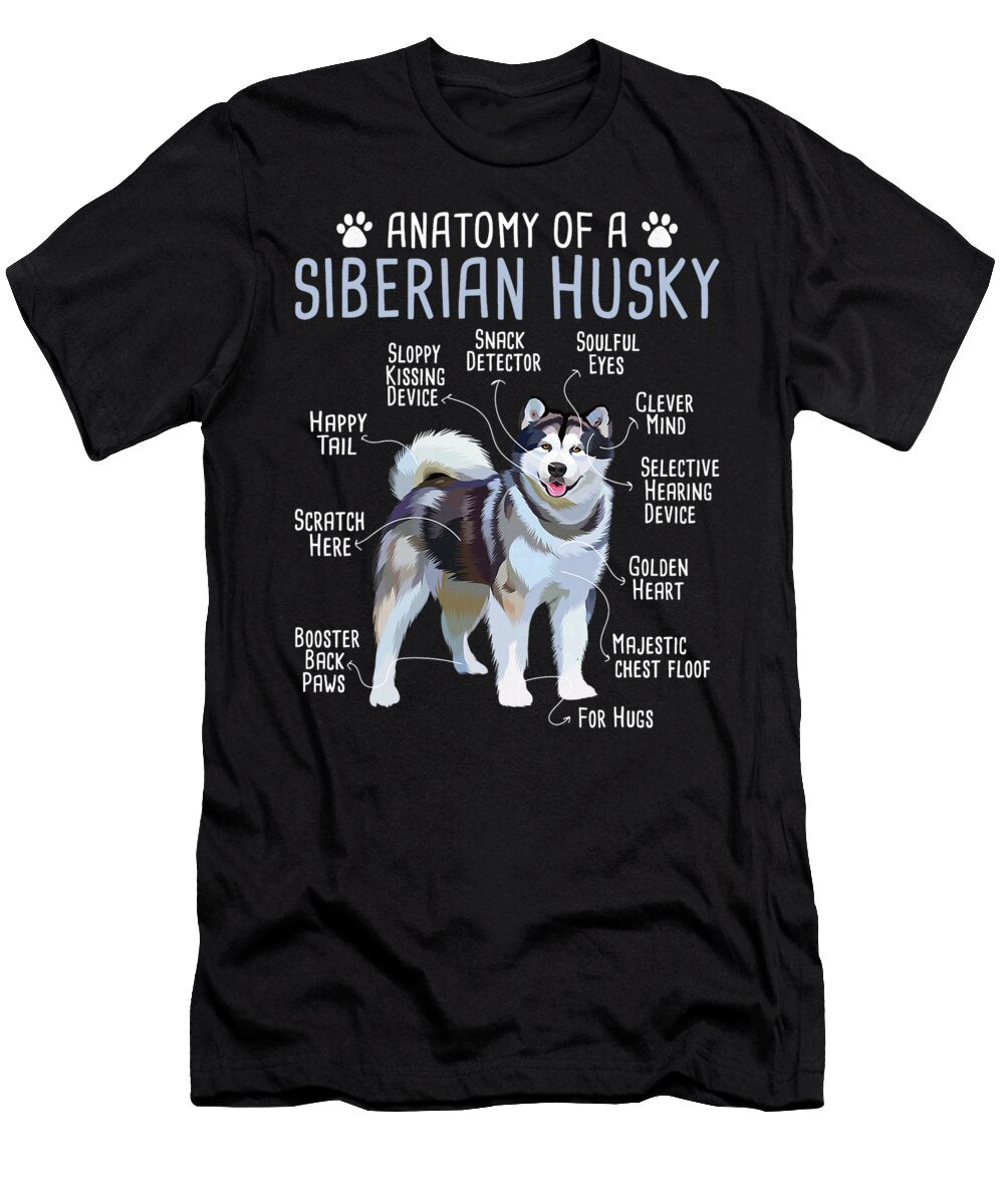 Anatomy of a Siberian Husky Dog Breeder Pet Natalie Lidford T-Shirt