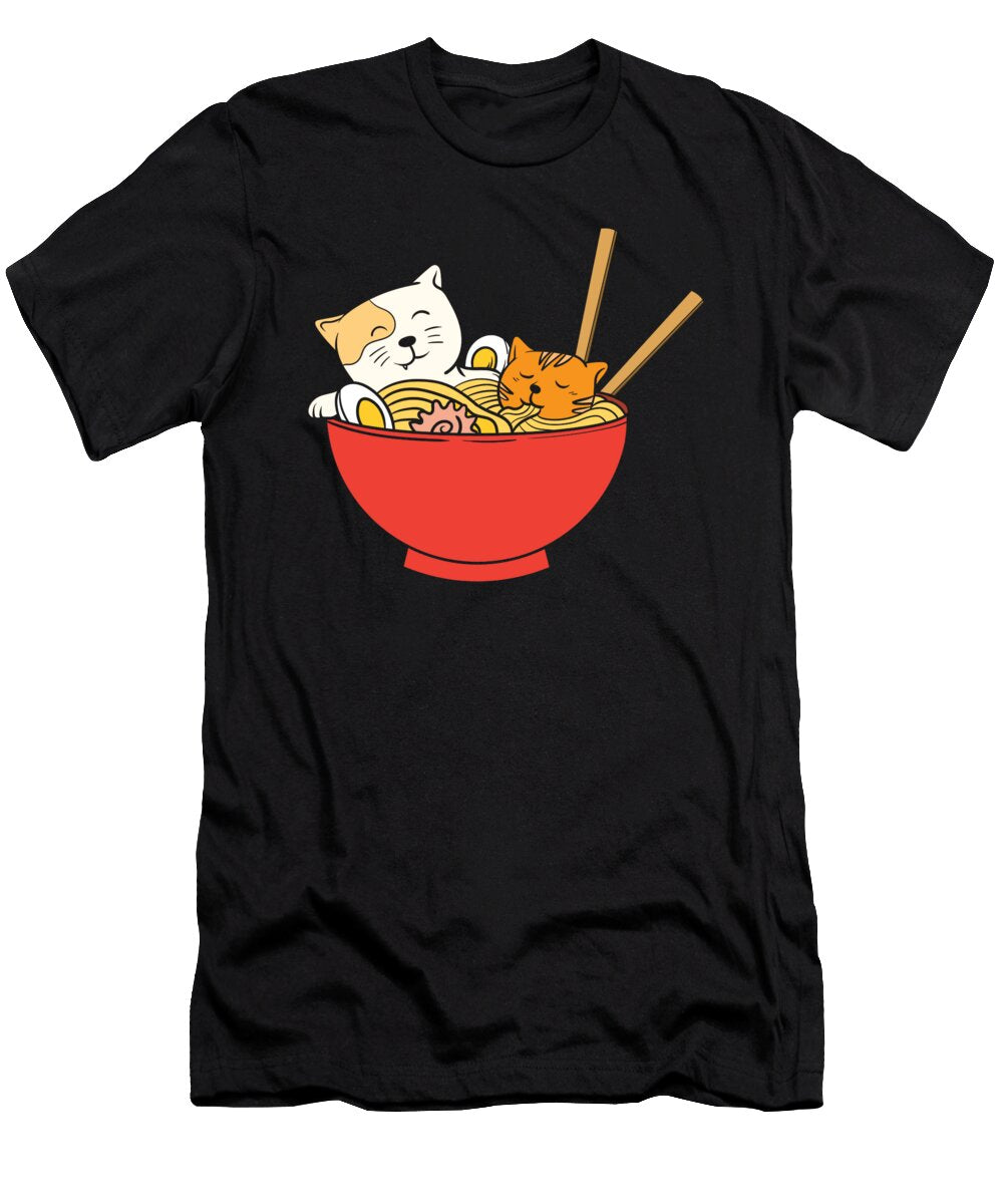 Anime Cat Japanese Ramen Noodles Foodie Gift Haselshirt T-Shirt