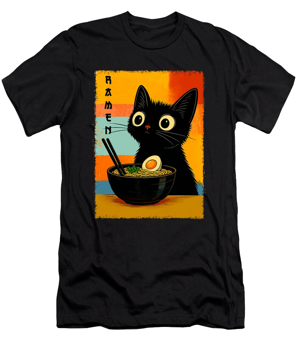 Anime Cat Ramen Japanese Funny Kawaii Cat Anime Zyneu Gangd T-Shirt