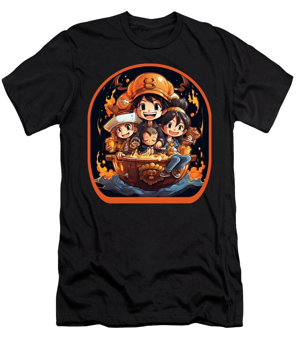 Anime Pirates Adventure Cute Boba Tea Gaming Controller Ramen Sifou Store T-Shirt