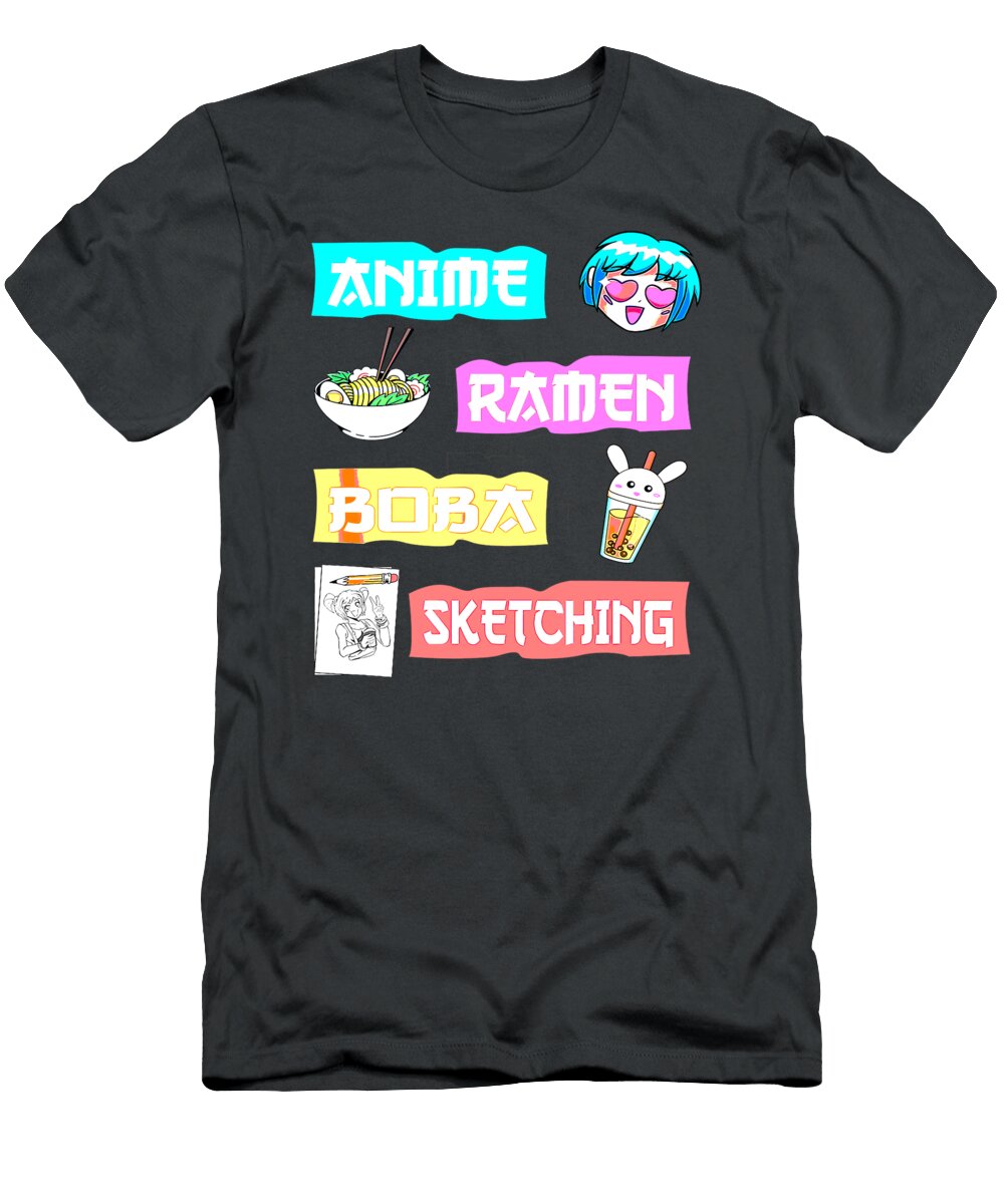 Anime Ramen Boba Sketching Kawaii Anime Lover Merch Gift Keagha Starle T-Shirt