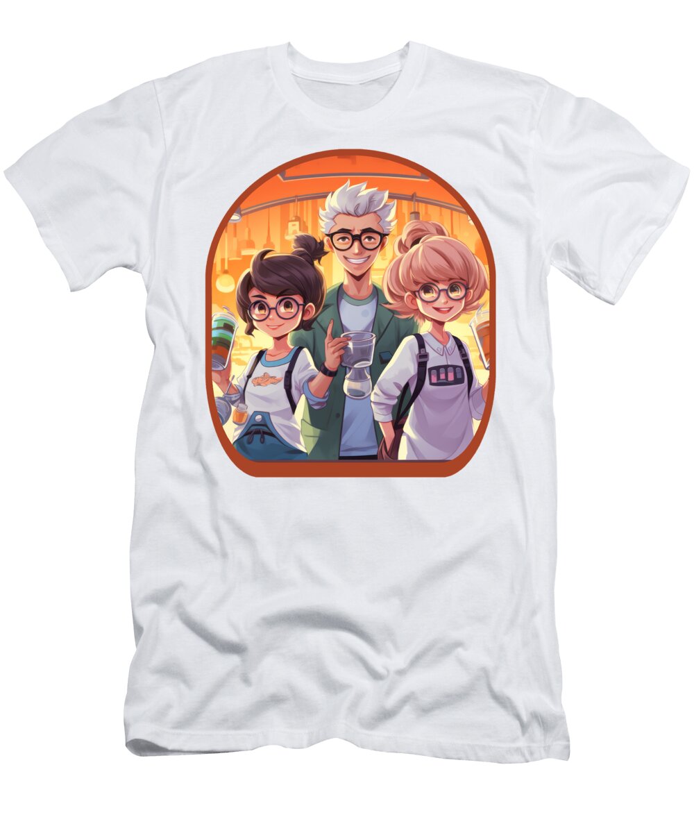 Anime Scientist Characters Cute Boba Tea Gaming Controller Ramen Sifou Store T-Shirt