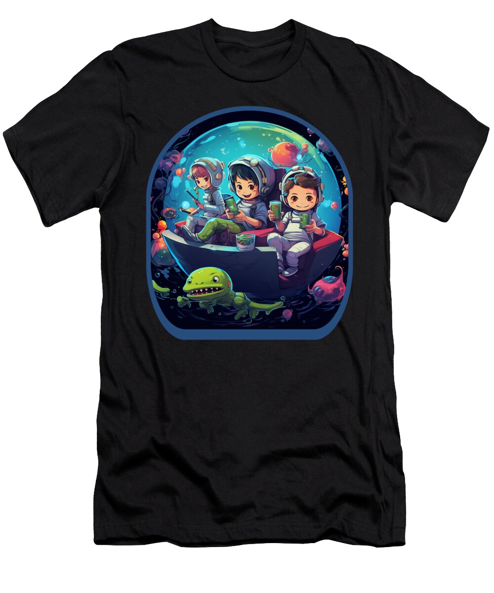 Anime Space Aliens Cute Boba Tea Gaming Controller Ramen Sci Fi Sifou Store T-Shirt
