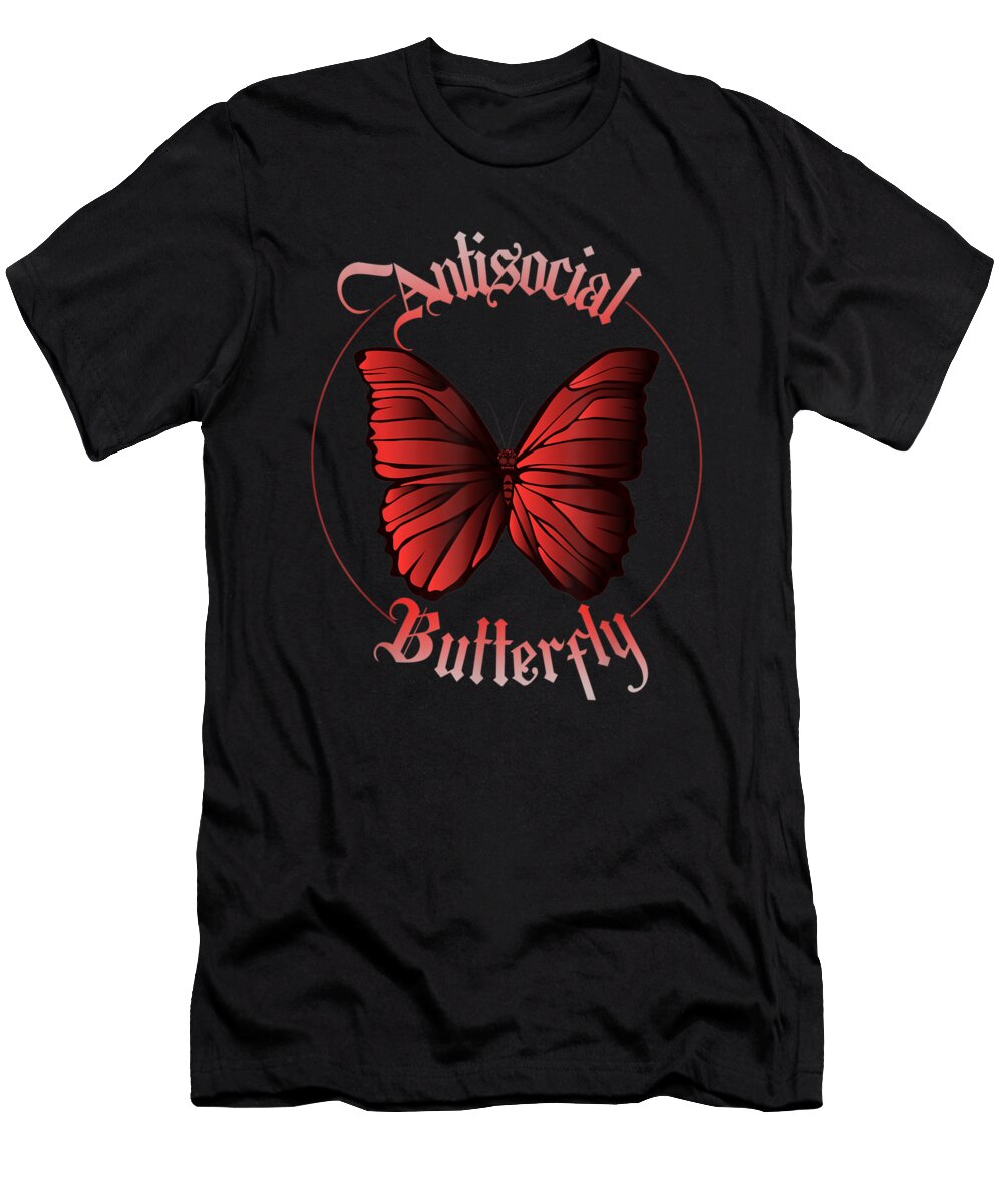 Antisocial Butterfly Skull Goth Lover Shannon Nelson Art T-Shirt