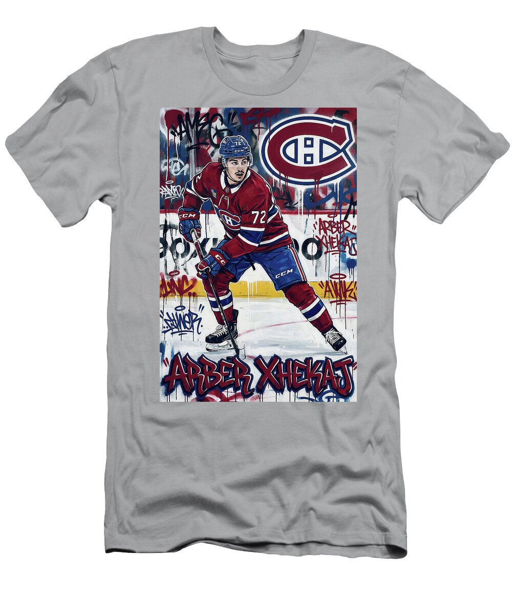 Arber Xhekaj in Action Graffiti Poster Hockey Player NHL Sampadart Gallery T-Shirt