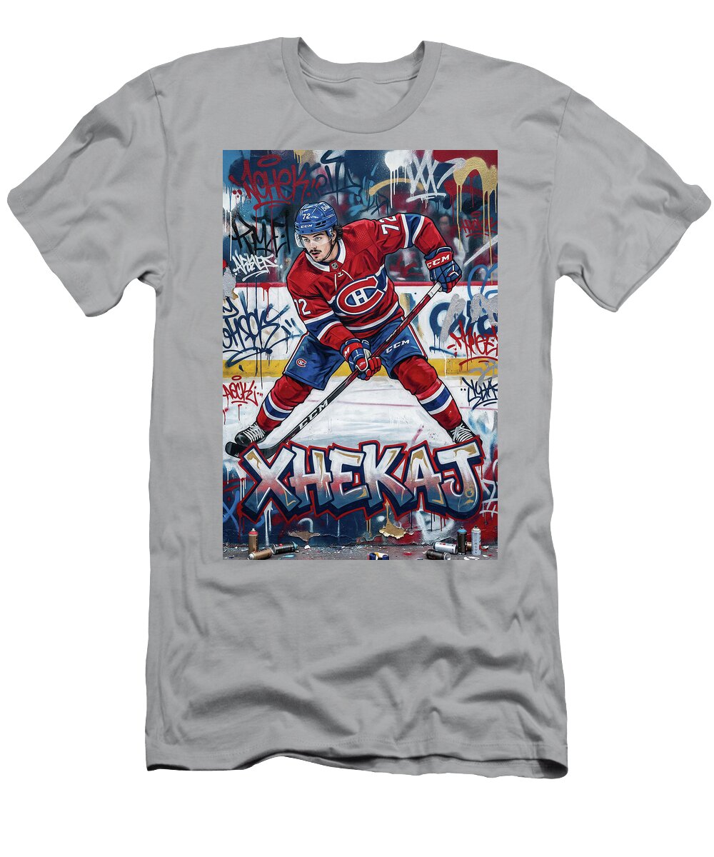 Arber Xhekaj Montreal Canadiens Graffiti Poster Hockey Player NHL Sampadart Gallery T-Shirt