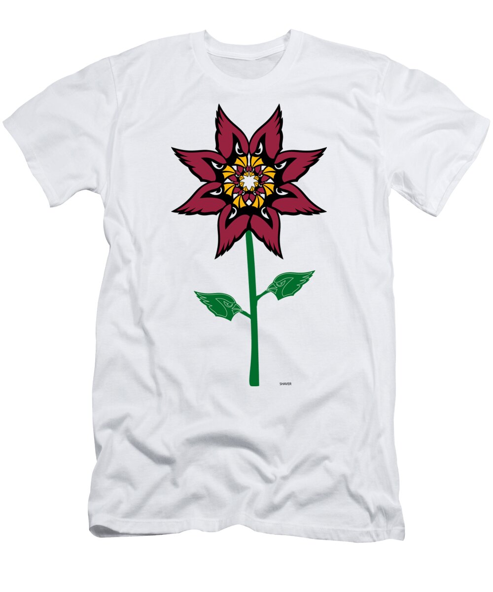 Arizona Cardinals NFL Football Team Logo Flower Steven Shaver T-Shirt