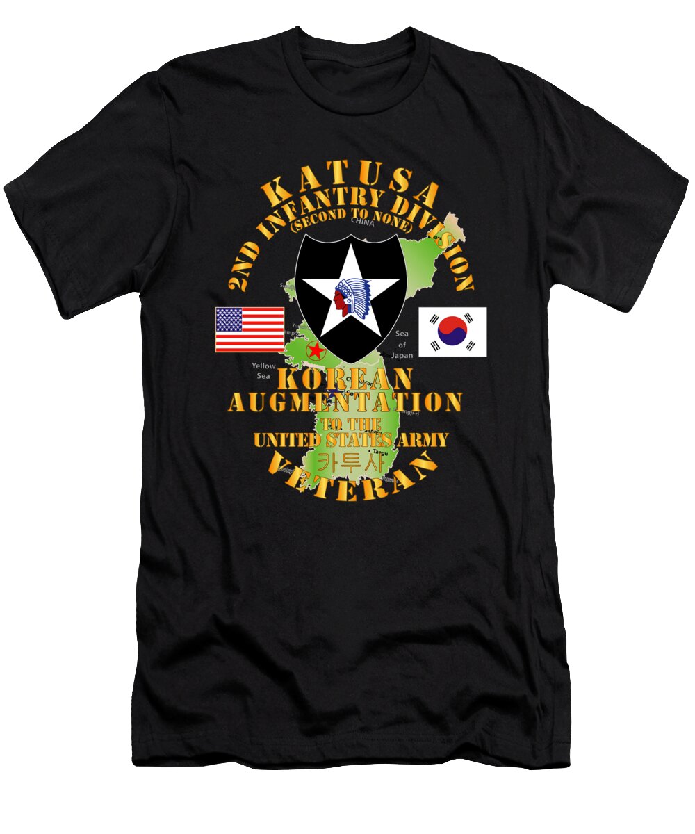 Army Katusa 2nd Id W Korea Map Green Tom Adkins T-Shirt