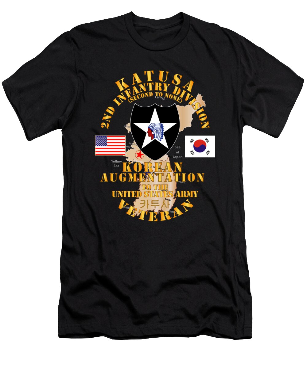 Army Katusa 2nd Id W Korea Map Tom Adkins T-Shirt