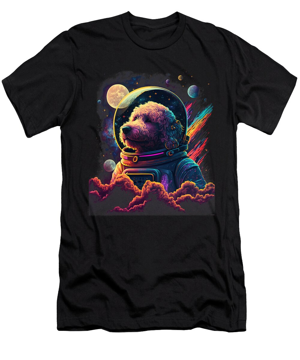 Astronaut Goldendoodle Dog Space Galaxy Men Kids Natalie Lidford T-Shirt