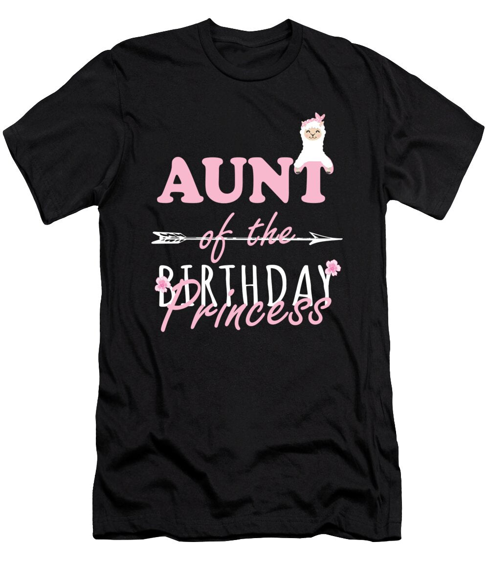 Aunt of the Birthday Princess Llamazing Girl Llama Party Product Art Grabitees T-Shirt