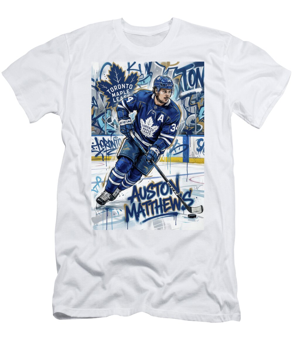 Auston Matthews Toronto Maple Leafs Graffiti Poster Hockey Player NFL Sampadart Gallery T-Shirt