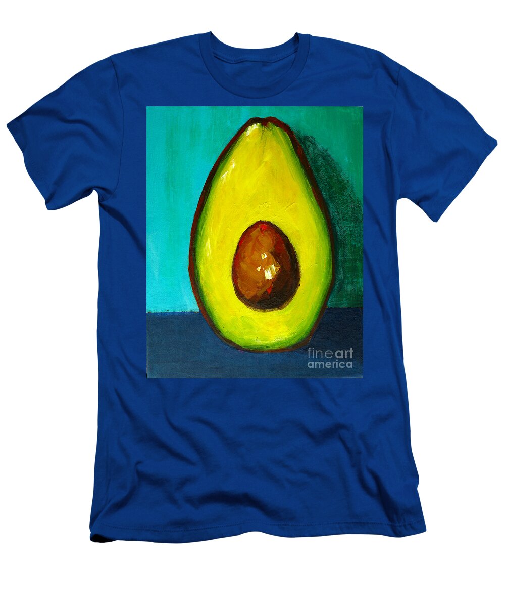 Avocado Modern Art Kitchen Decor Aqua Background Patricia Awapara T-Shirt