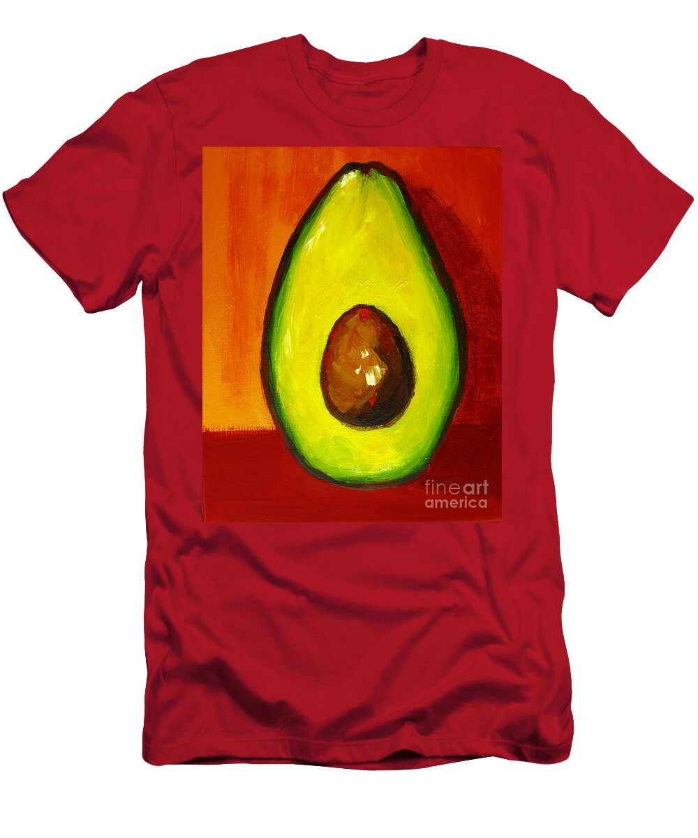 Avocado Modern Art Kitchen Decor Orange and Red Background Patricia Awapara T-Shirt
