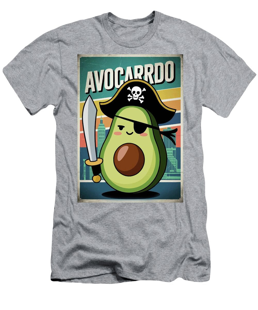 Avocado Pirate Cartoon Avocado Pirate Travel Poster Art Print T-Shirt