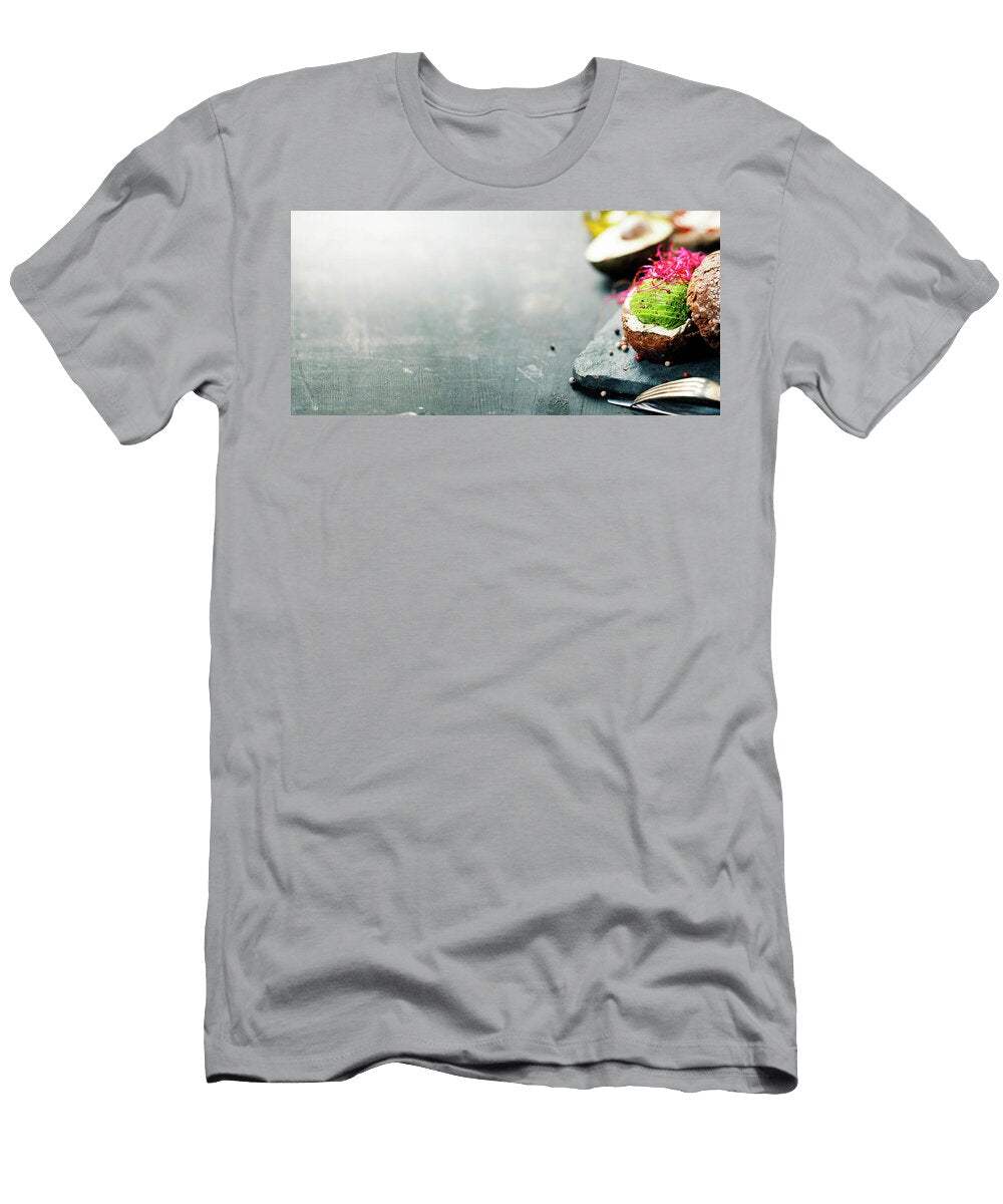 Avocado Sandwich on Dark Rye Bread Made with Fresh Sliced Avocad Natalia Klenova T-Shirt