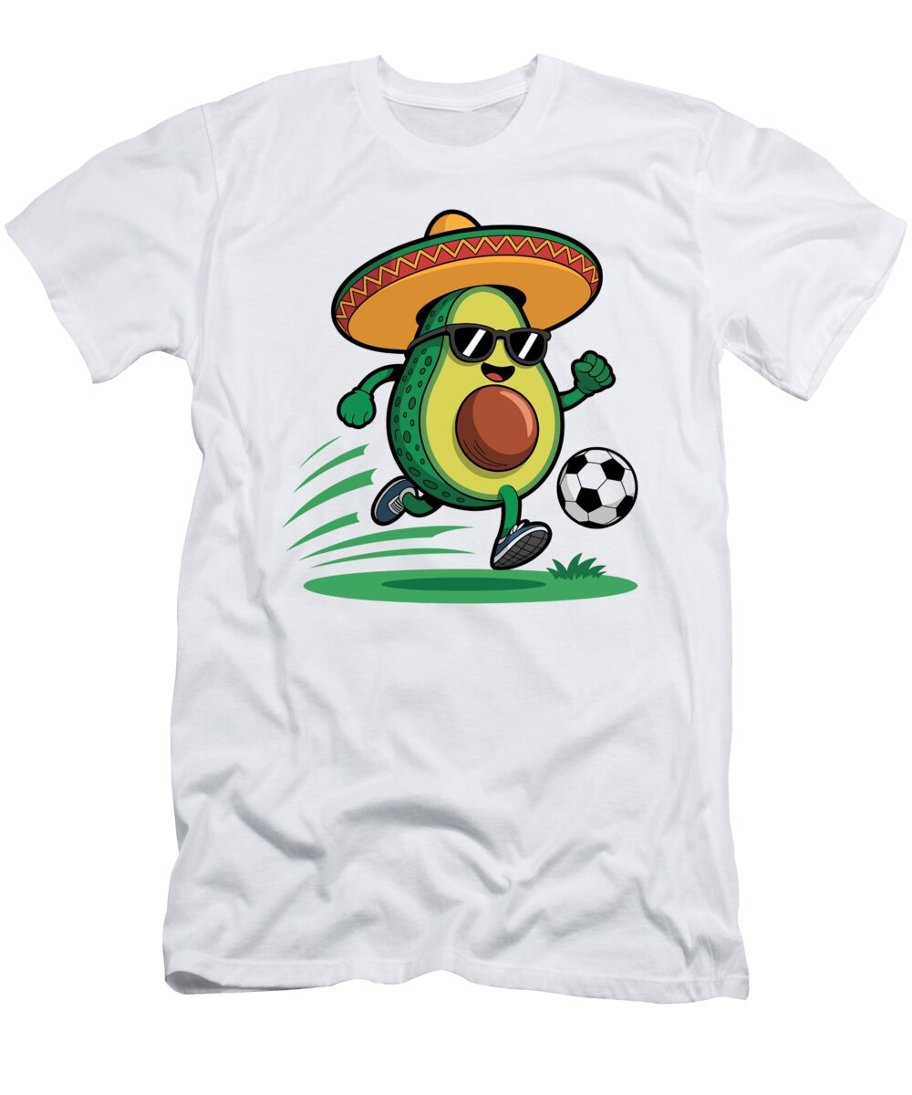 Avocado Soccer Player in Sombrero Joanna Redesiuk T-Shirt