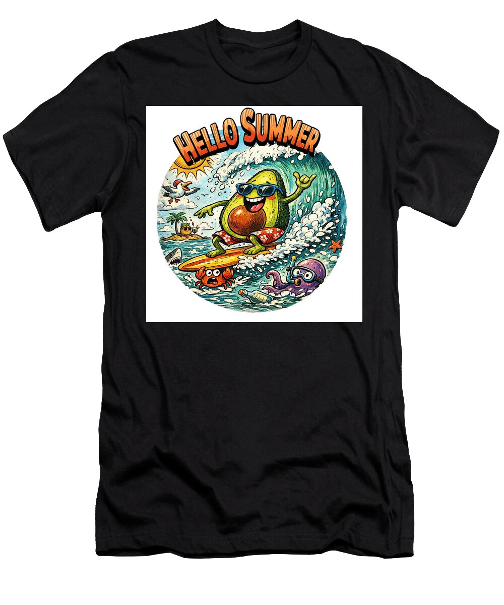 Avocado Surfing Adventure Design Mounir Khalfouf T-Shirt