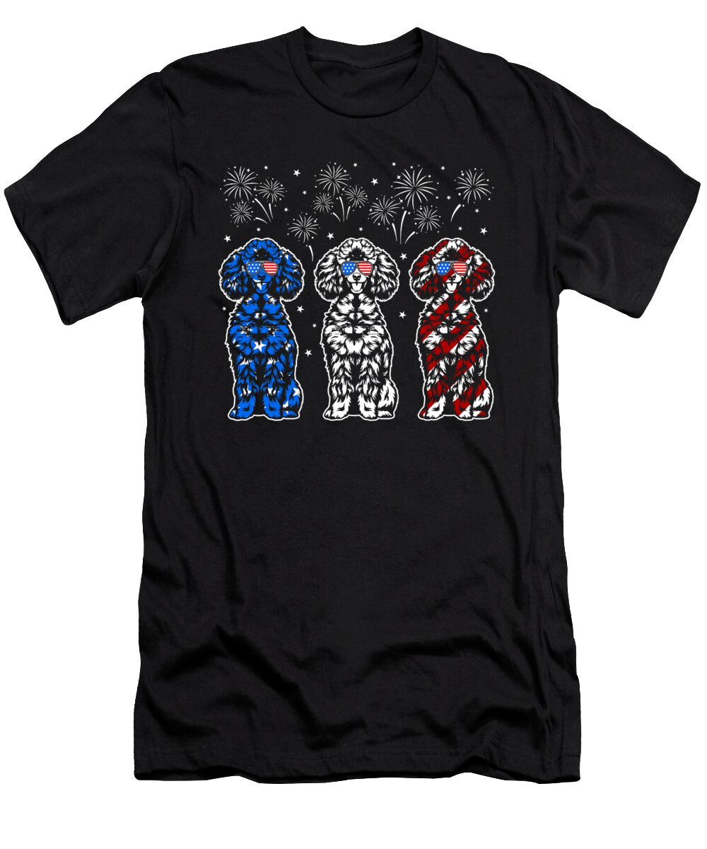 Awesome Poodle Dog American Flag 4th of July Natalie Lidford T-Shirt