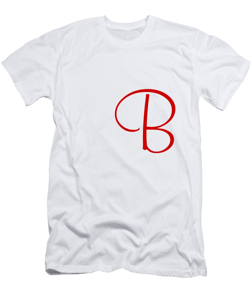 B in Red Simple Script Custom Home Fashions T-Shirt