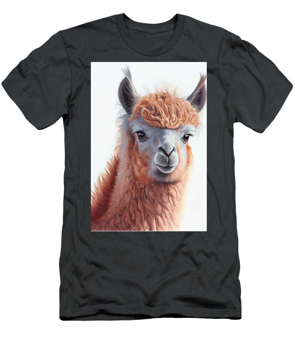 Baby Alpaca Watercolor Painting Dynamic Colors By Asar Studios Celestial Images T-Shirt