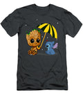 Baby Groot Hold an Umbrella and Stitch Cute Funny Meme Drama Sitcom Costume Movie Short Sleeve U Ashley Barcelo T-Shirt