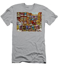 Backlane Snowy Winter Scene Hockey Game Verdun Alley Montreal Team Jerseys Canadian Art Carole Spandau T-Shirt