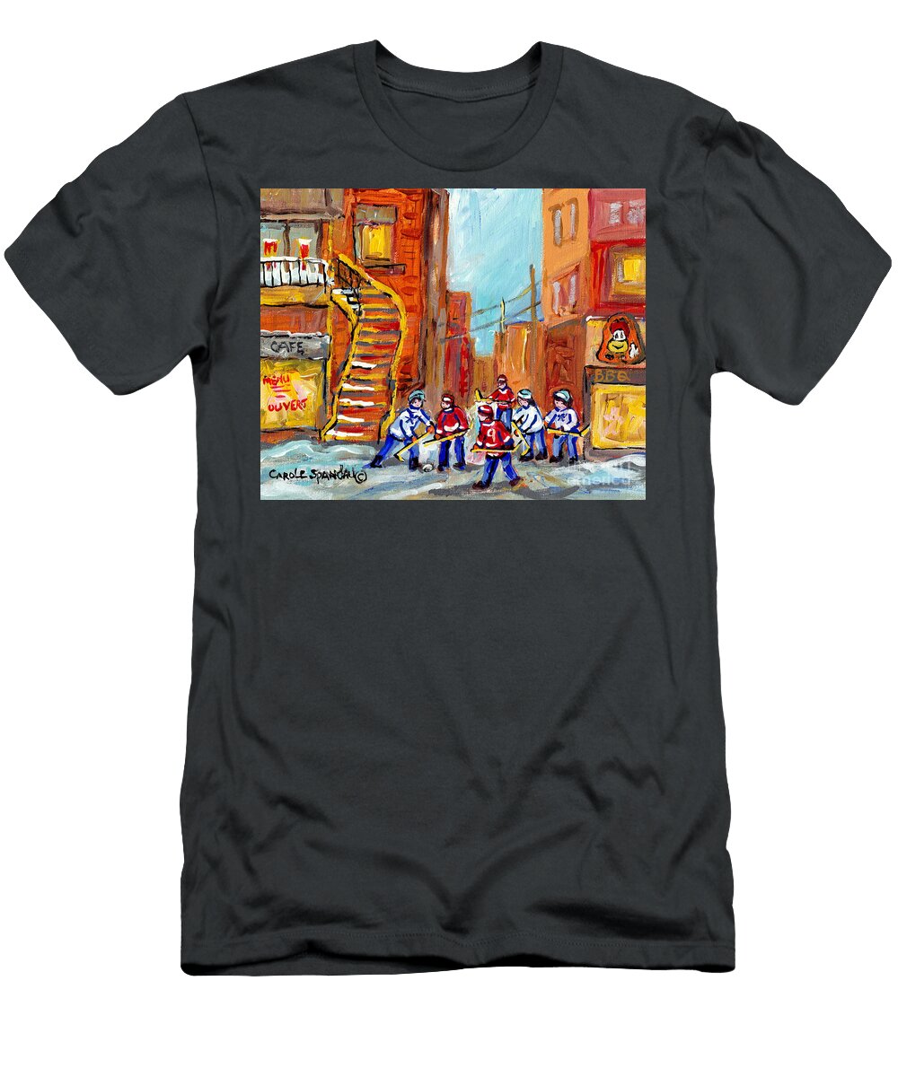 Backlanes Hockey Art Outremont Parc Extension Montreal Streetscene C Spandau Canadian Artist Painter Carole Spandau T-Shirt