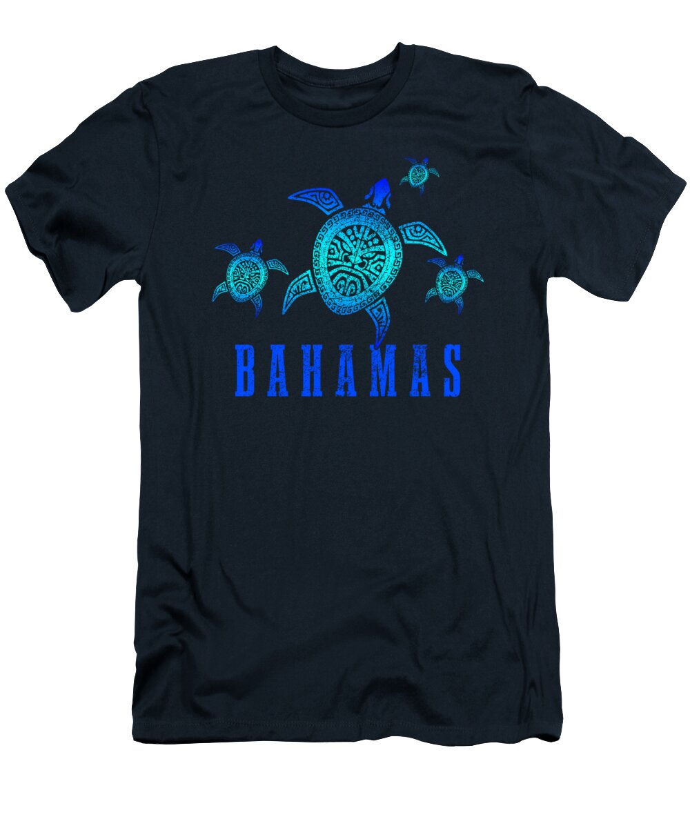 Bahamas Sea Turtle Tribal Pattern Scuba Diving Diver Bahamas Noyano Annal T-Shirt