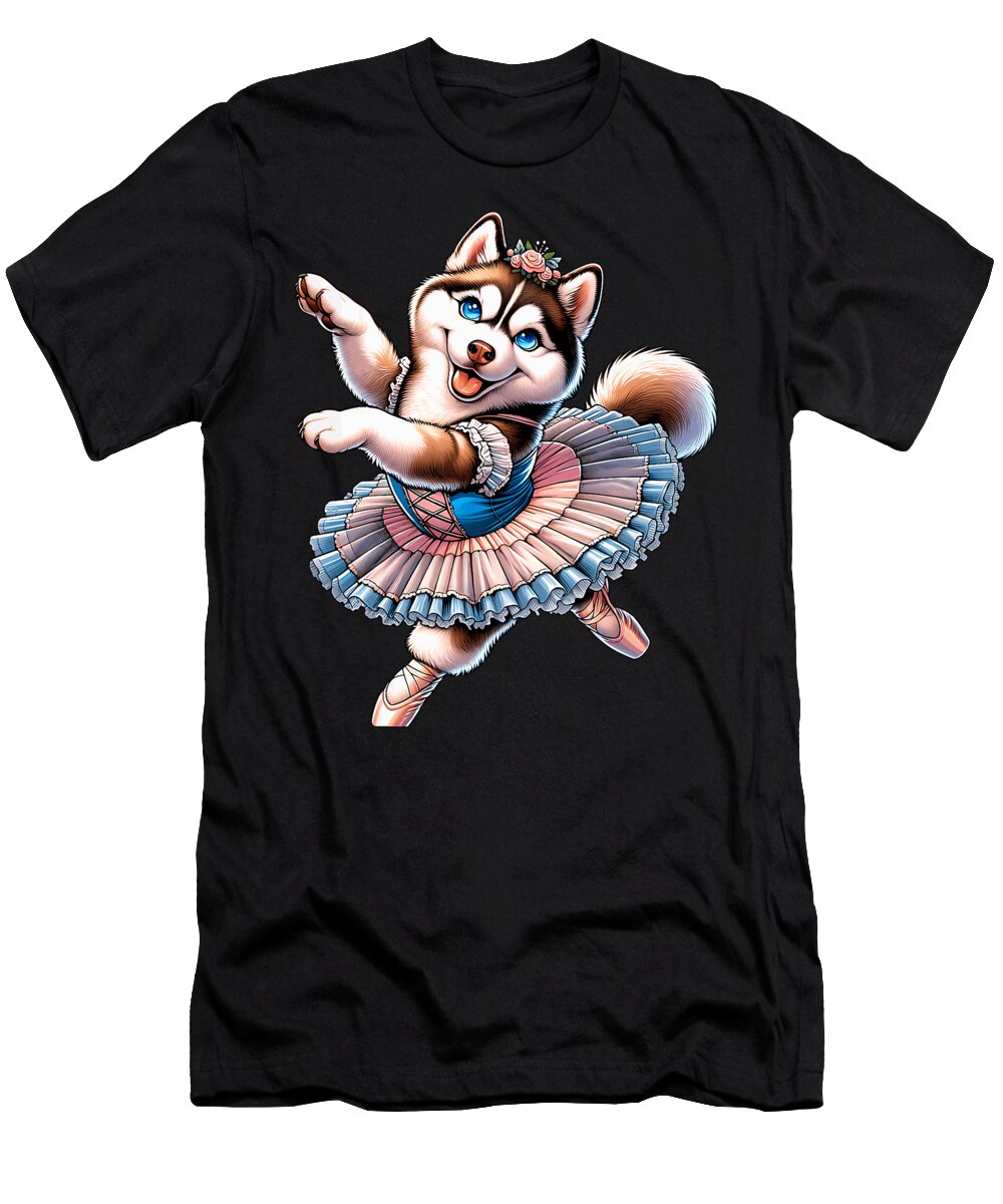 Ballerina Husky Dog Dancing for Men Women Kids Natalie Lidford T-Shirt