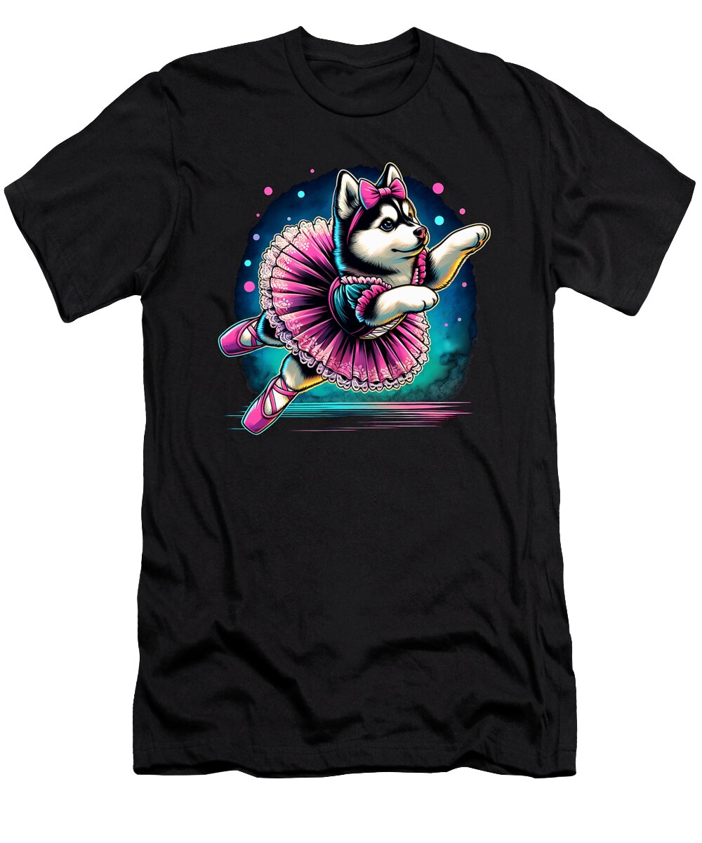 Ballerina Husky Dog Dancing Natalie Lidford T-Shirt
