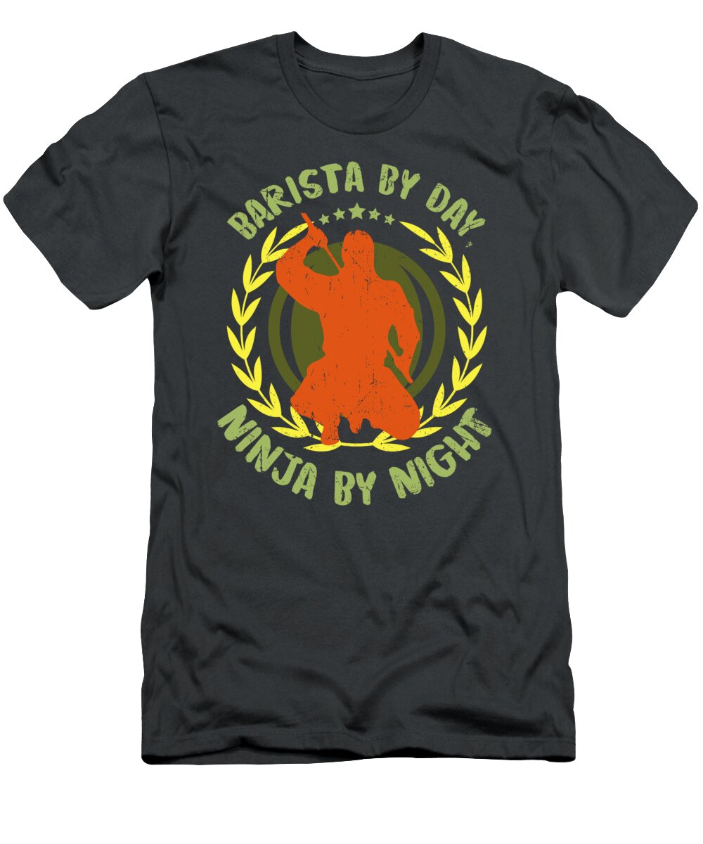 Barista By Day Ninja By Night Barista for Men Women Coffee Brewer Lover Maker Crazy Squirrel T-Shirt