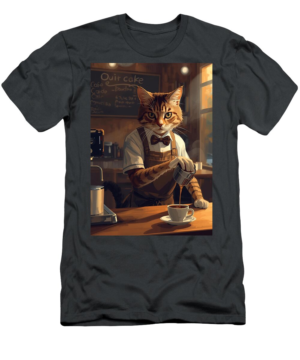 Barista Cat Pouring Coffee Marikit T-Shirt