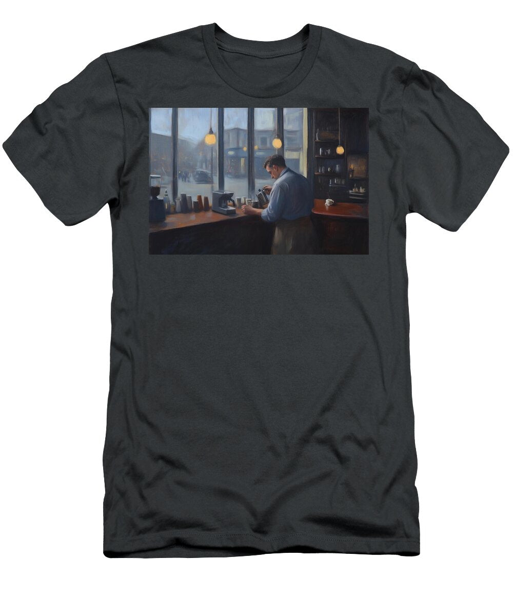 Barista in Quiet Coffee Shop Felipe Hora T-Shirt