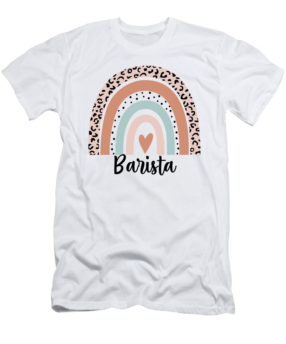 Barista Rainbow Leopard Funny Barista Gift Jensen Cena T-Shirt