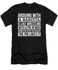 Barista Like Arguing with a Pig in Mud Barista Gifts Funny Saying Gag Gift Office Desk Boss Gift Orange Pieces T-Shirt