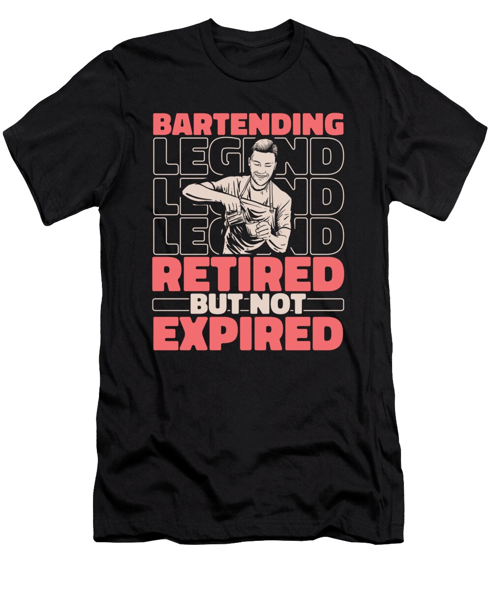 Barman Retired Barmaid Flairman Bartender Bartending Crazy Squirrel T-Shirt