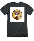 Bartender Carrying Keg Pouring Beer Circle Retro Aloysius Patrimonio T-Shirt