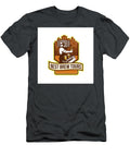 Bartender Pouring Beer Keg Cityscape Crest Retro Aloysius Patrimonio T-Shirt