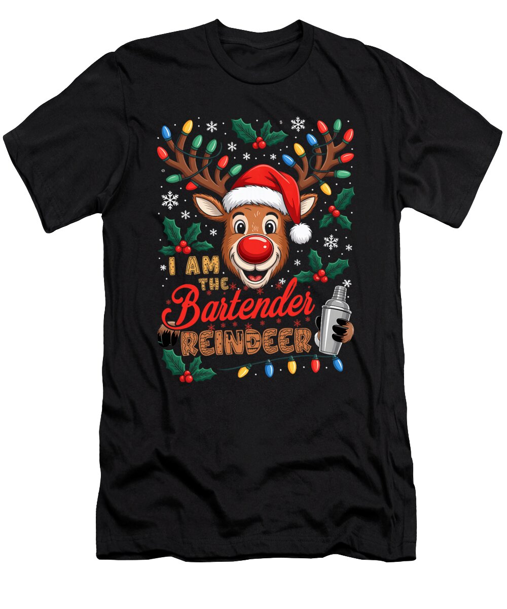Bartender Reindeer Cocktail Shaker Christmas Zyneu Gangd T-Shirt