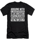 Bartender Like Arguing with a Pig in Mud Bartender Gifts Funny Saying Gag Gift Office Desk Boss Gift Orange Pieces T-Shirt