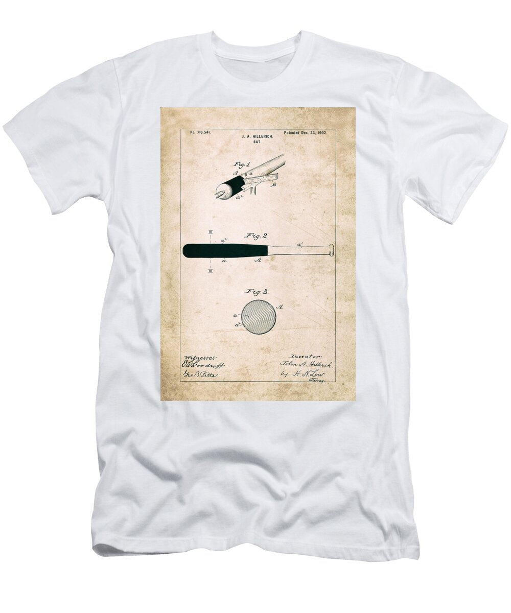 Baseball Bat Patent Drawing for the 1902 John Hillerich Basebal Bat Jose Elias Sofia Pereira T-Shirt