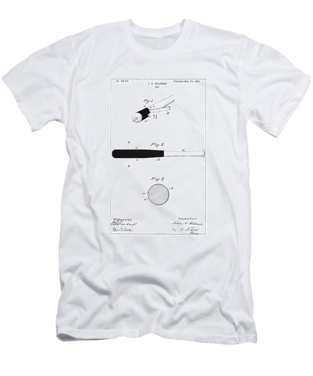 Baseball Bat Restored Patent Drawing for the 1902 John Hillerich Basebal Bat Jose Elias Sofia Pereira T-Shirt