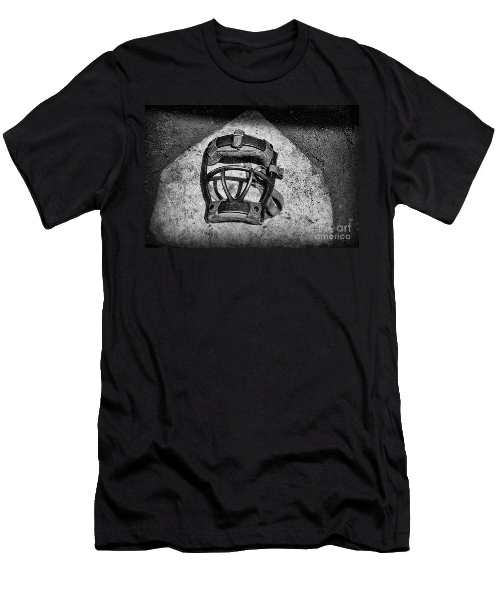 Baseball Catchers Mask Vintage in Black and White Paul Ward T-Shirt