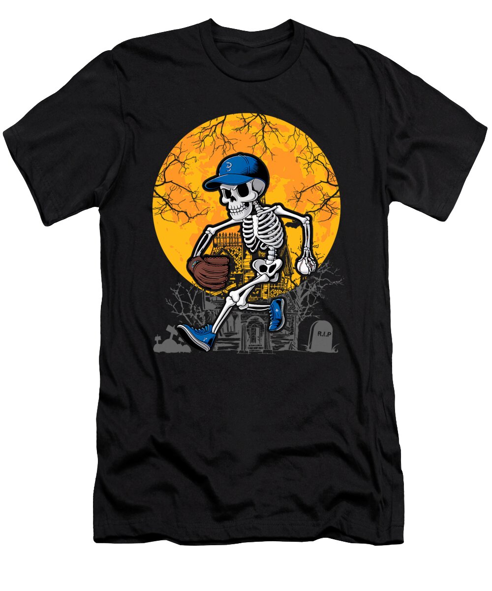 Baseball Skeleton Halloween Men Boys Baseball Studi Alex T-Shirt