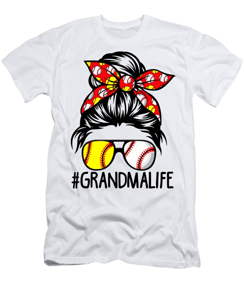 Baseball Softball Grandma Life Dy Messy Bun Mothers Day Quang Vu T-Shirt